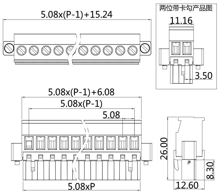 插拔式端子臺-插頭PGF-508R(圖1) 插拔式端子臺-插頭PGF-508R(圖1)